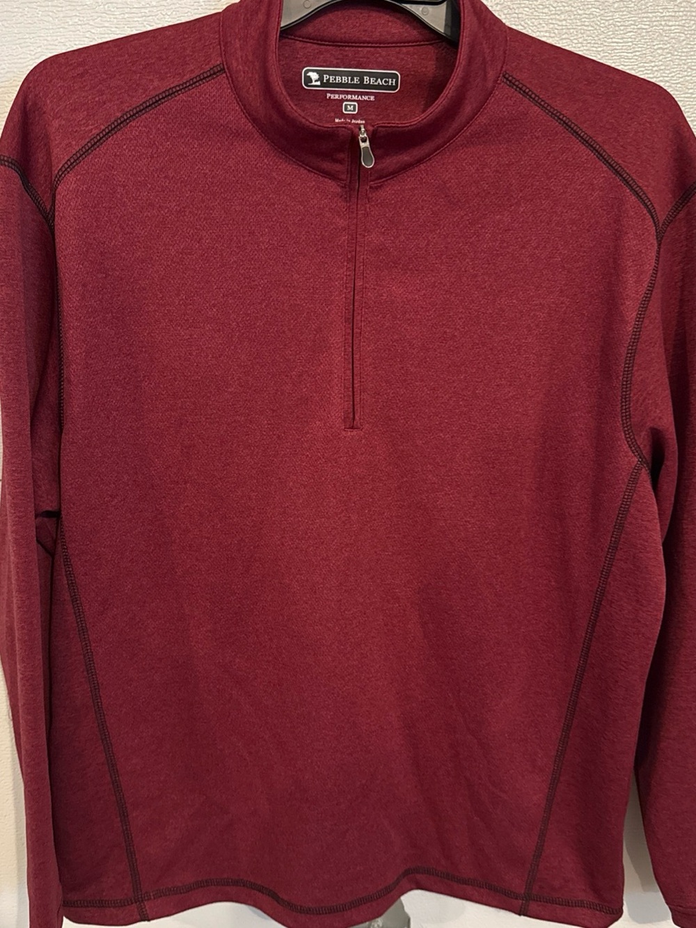 Pebble Beach Performance Quarter Zip Pullover Mens Medium Red Golf Long